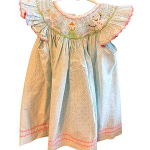 Shrimp and Grits Frozen (Elsa, Anna, and Olaf) Smocked Dress 2T